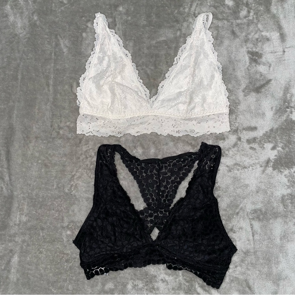 Marilyn Monroe Lace Bralette Set Medium Black White Racerback Wireless Lot 2